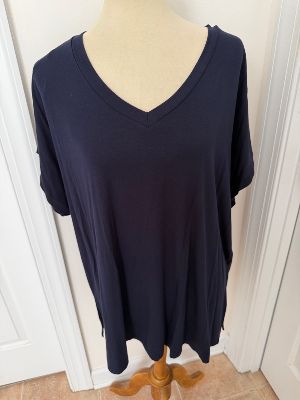 Philosophy V-Neck Tunic Top - Navy